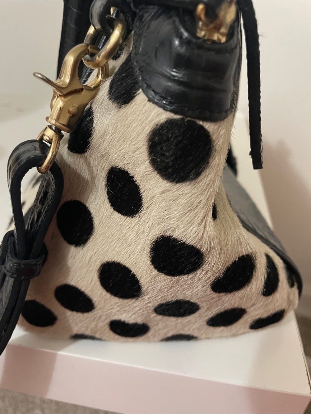 Brahmin Polka Dot Black & Cream Satchel Bag - Picture 8 of 11